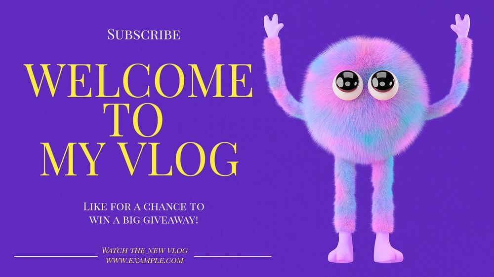 Welcome to my vlog  blog banner template, editable text