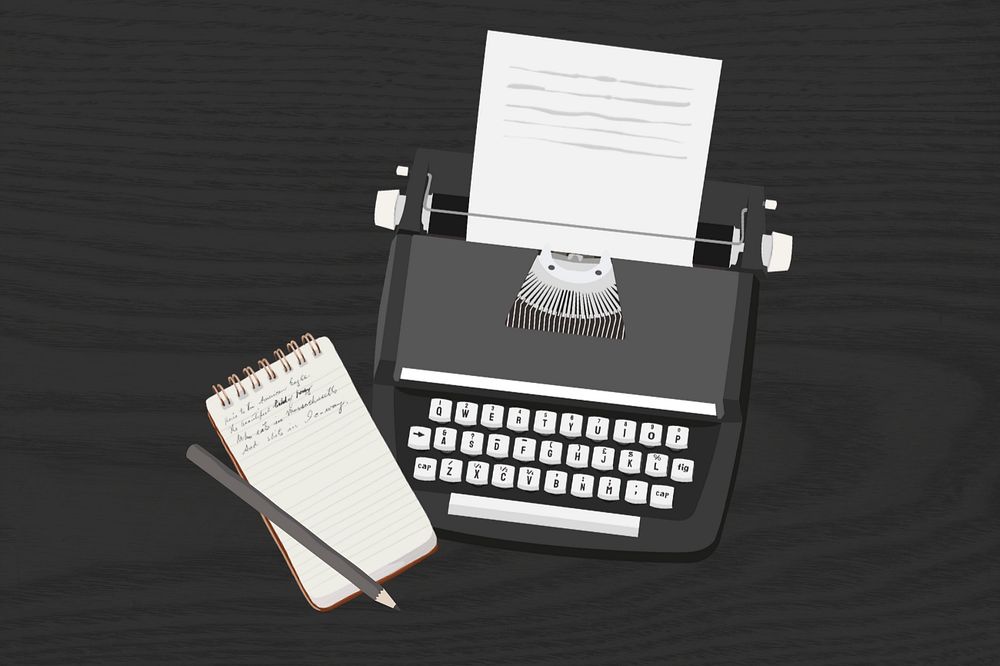 Aesthetic retro typewriter, editable vector illustration design