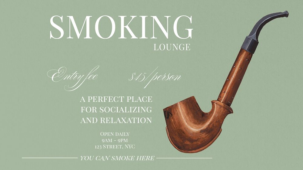 Smoking lounge  blog banner template, editable text