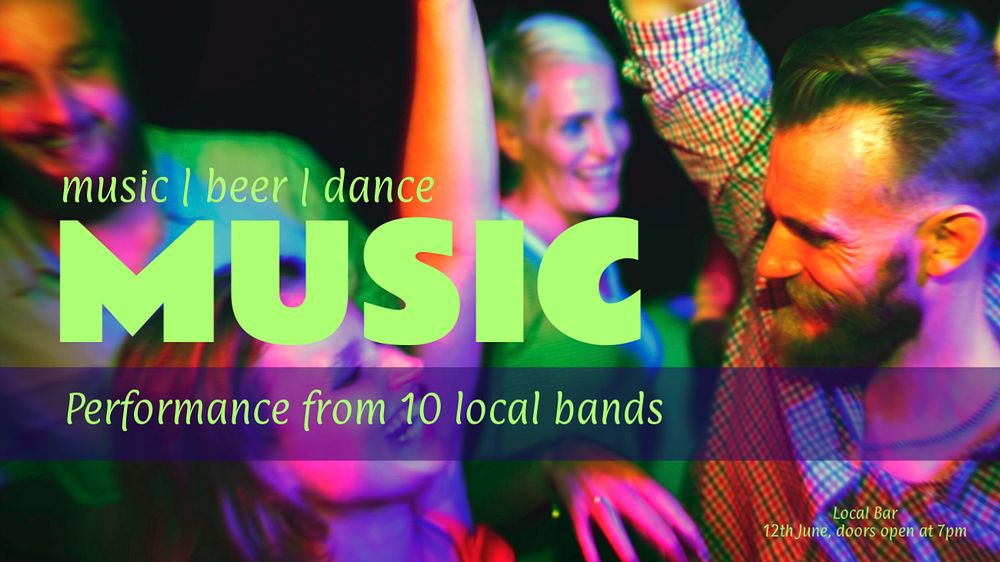 Music event blog banner template, editable text