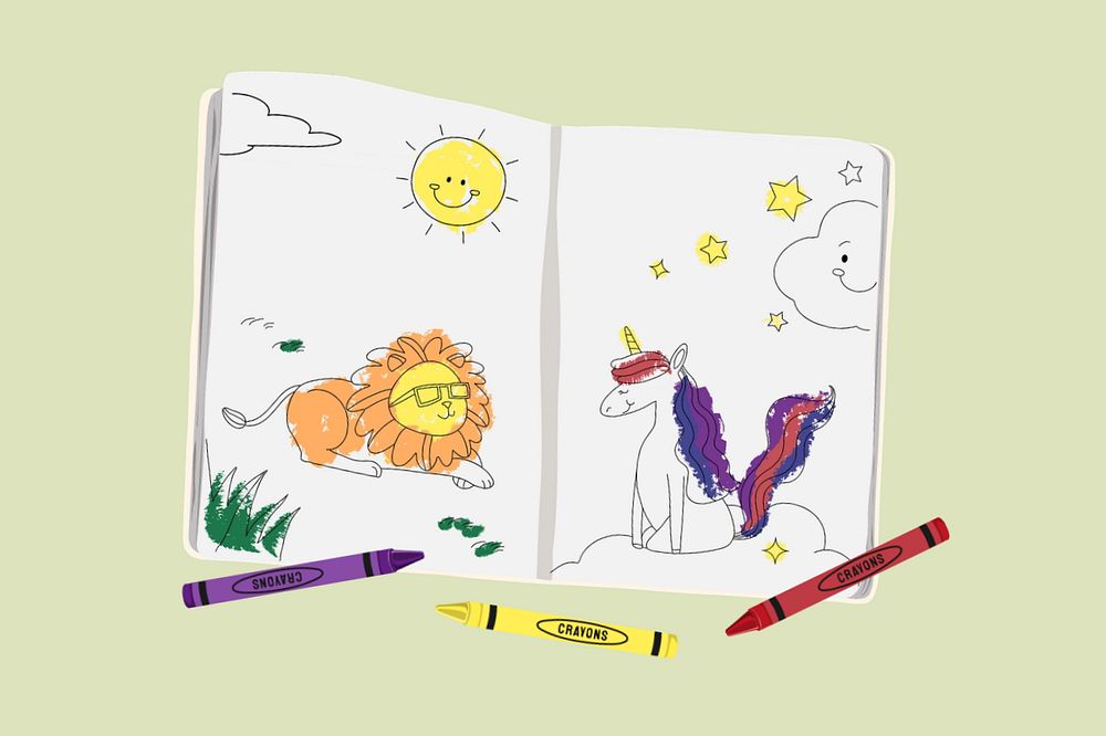 Coloring book, editable kid's education illustration design