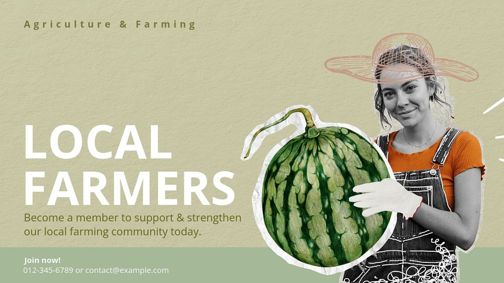 Local farmers community blog banner template, editable text