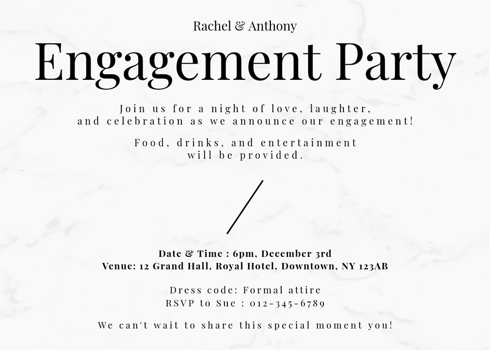 Engagement party template, editable text