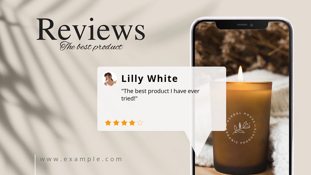 Product review blog banner template, editable text