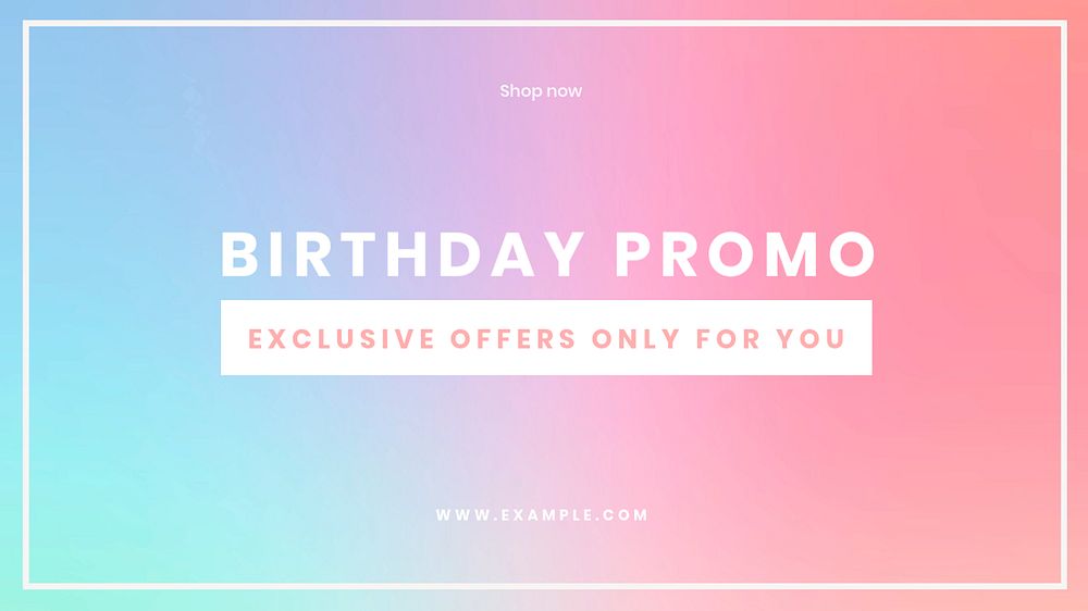 Birthday promo blog banner template, editable text