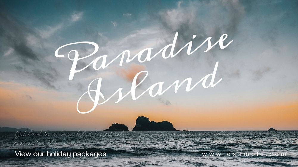 Paradise island blog banner template, editable text