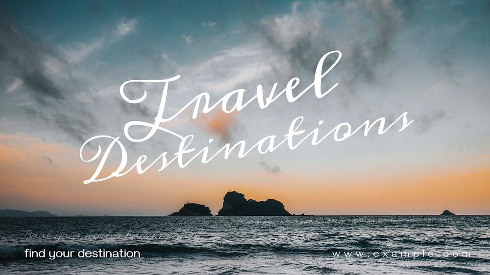 Travel destinations blog banner template, editable text