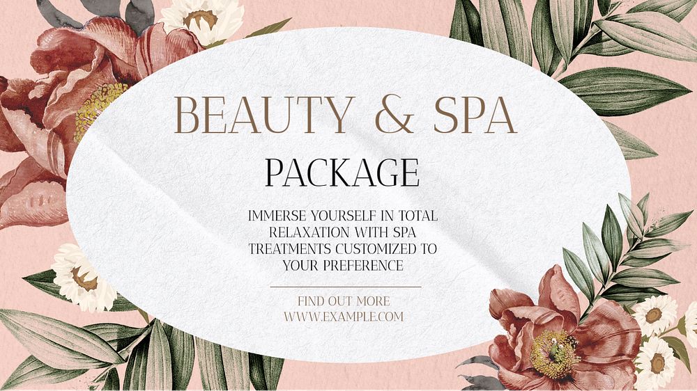 Beauty spa package blog banner template, editable text