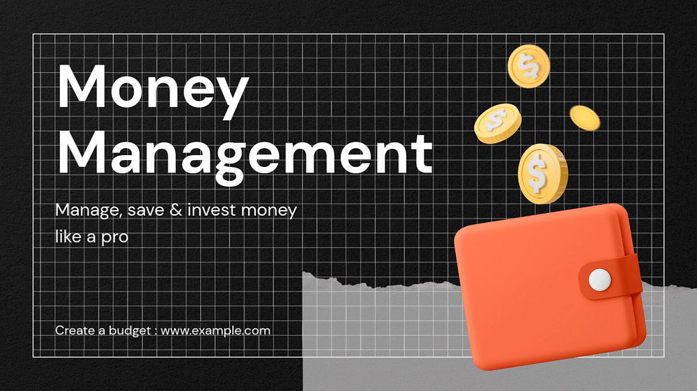 Money management  blog banner template, editable text