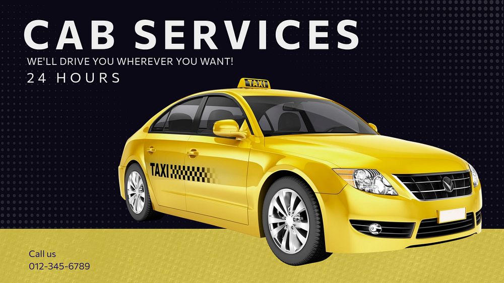 Cab services blog banner template, editable text