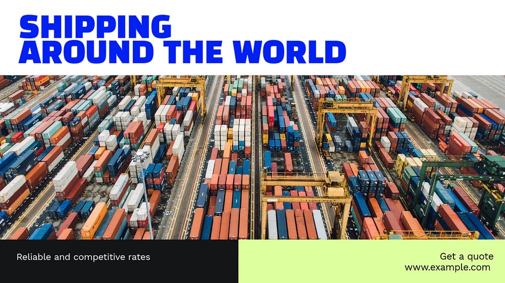 Worldwide shipping blog banner template, editable text