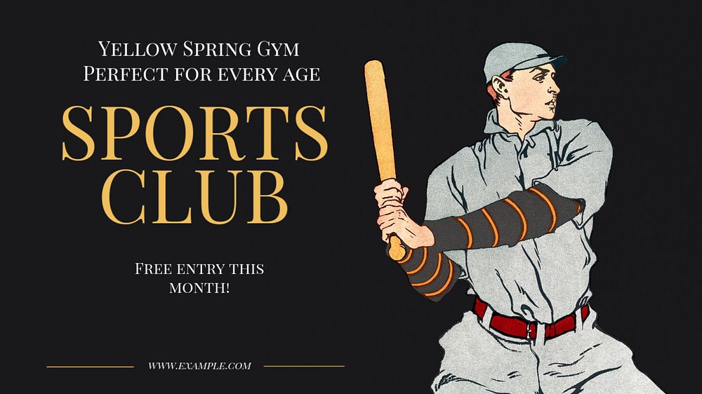 Sports club  blog banner template, editable text