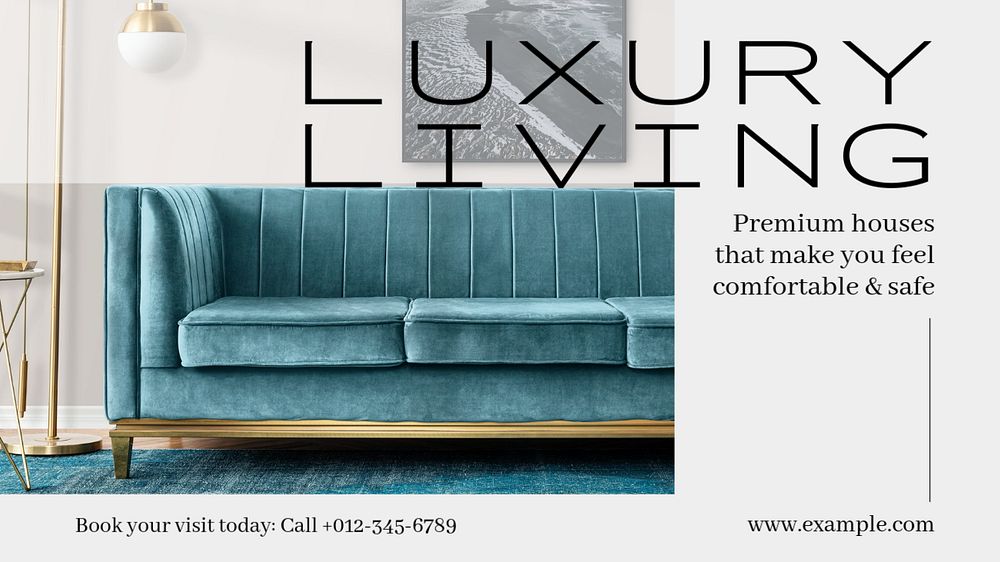 Luxury living blog banner template, editable text