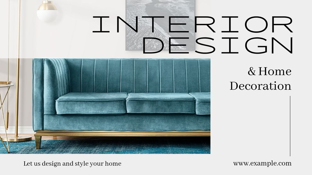 Interior design  blog banner template, editable text