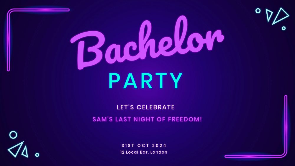 Bachelor party blog banner template, editable text