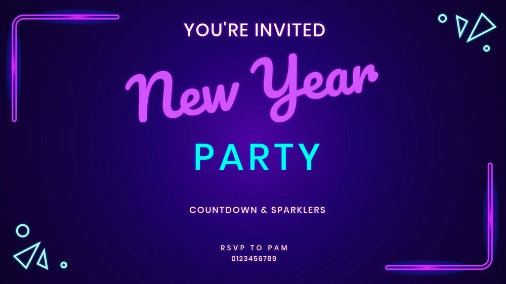 New Year party blog banner template, editable text