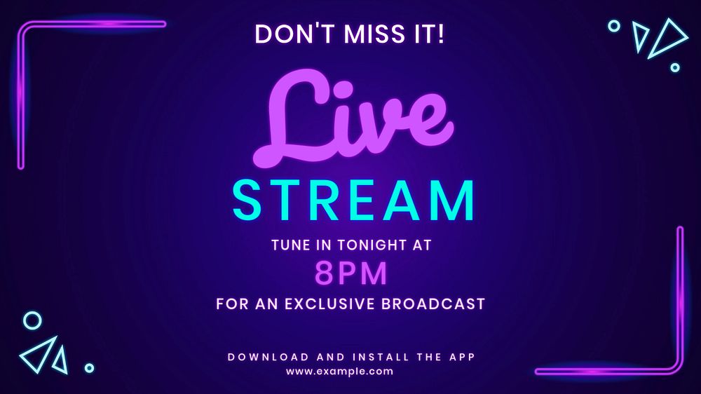 Live stream blog banner template, editable text