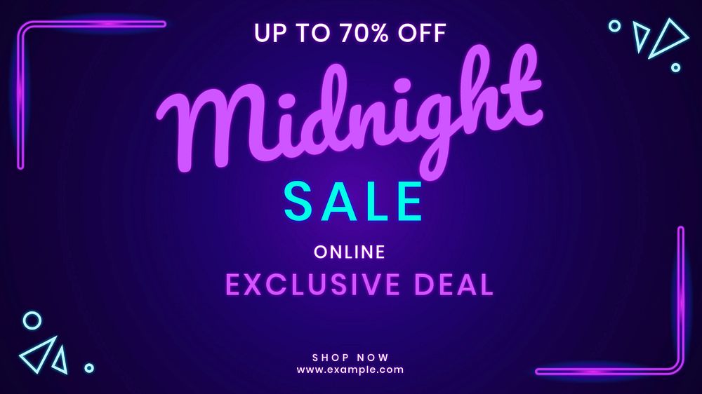 Midnight sale blog banner template, editable text