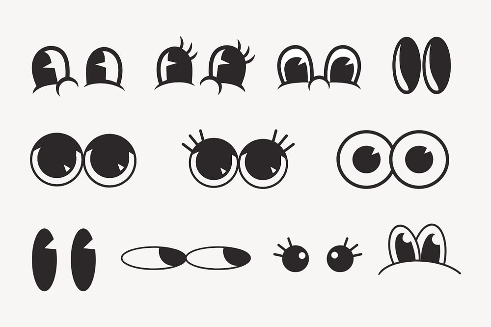 Cartoon eyes set retro illustration, editable design