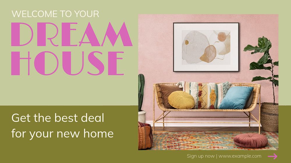 Dream house  blog banner template, editable text