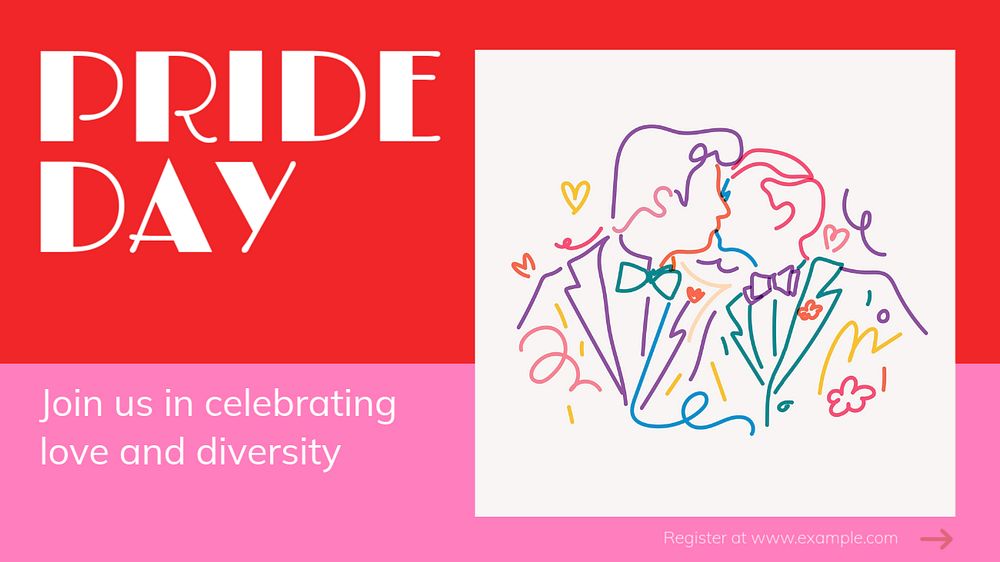 Pride day  blog banner template, editable text