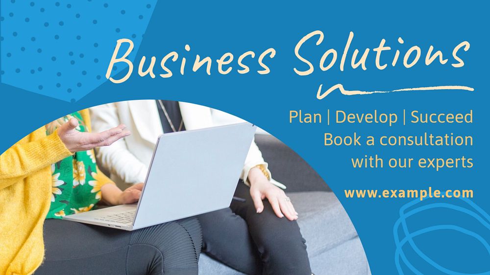 Business solutions  blog banner template, editable text