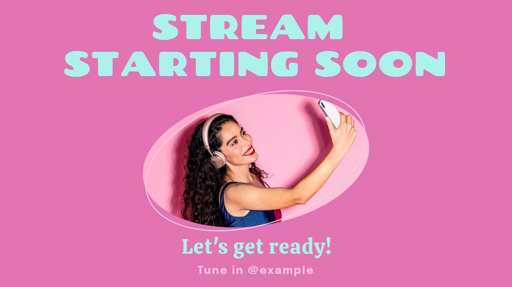 Streaming soon  blog banner template, editable text