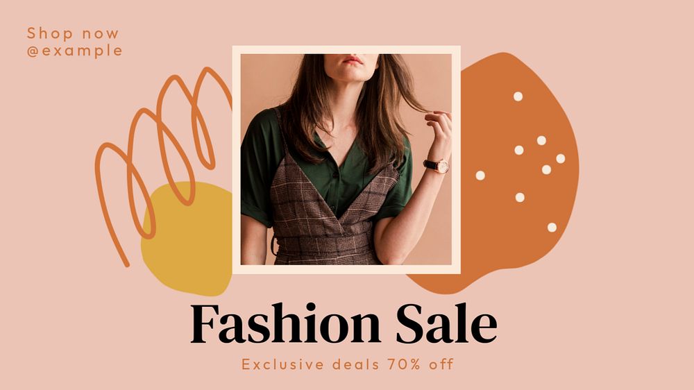 Fashion sale  blog banner template, editable text