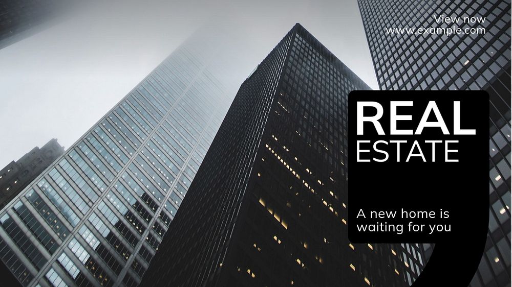 Real estate  blog banner template, editable text