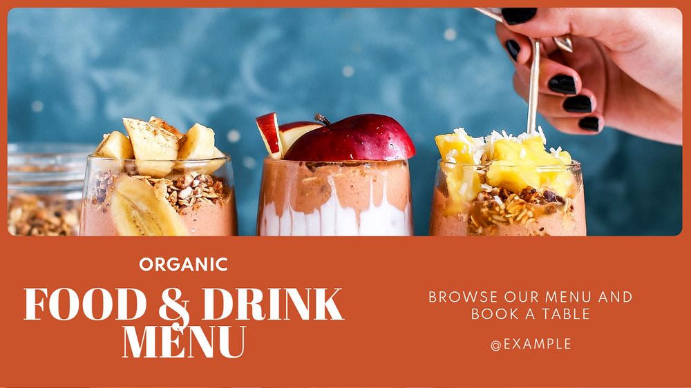 Food & drink menu  blog banner template, editable text