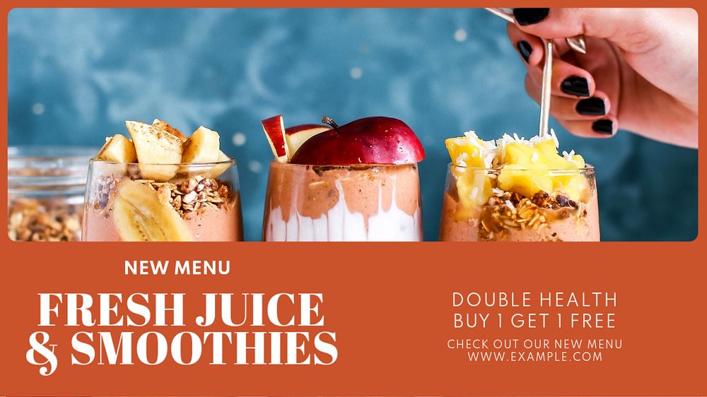 Fruit smoothies  blog banner template, editable text