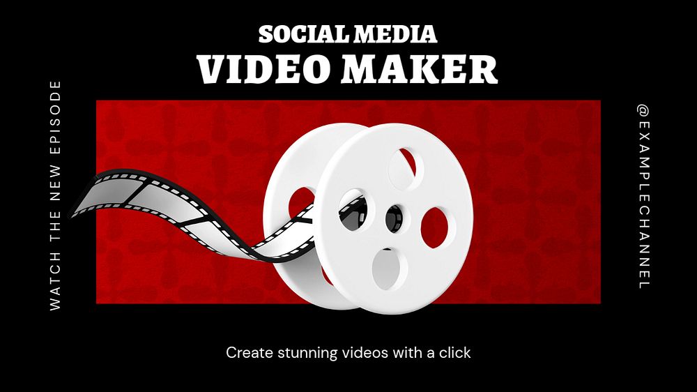 Video maker blog banner template, editable text