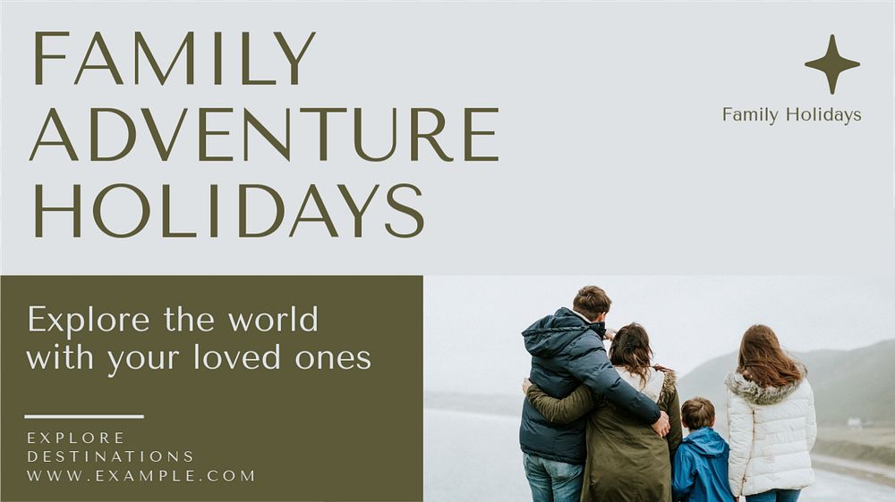 Family adventure holidays  blog banner template, editable text