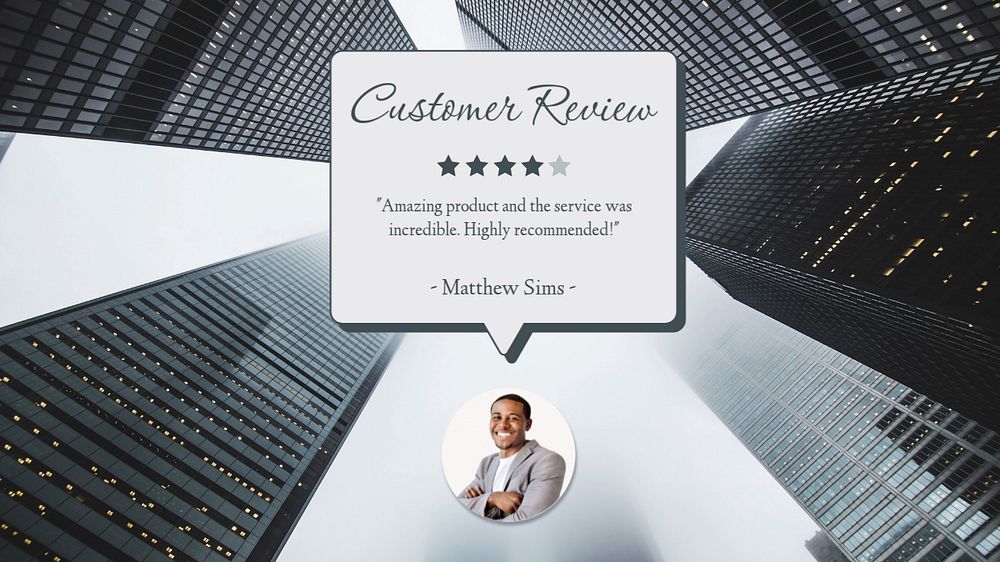 Customer review  blog banner template, editable text