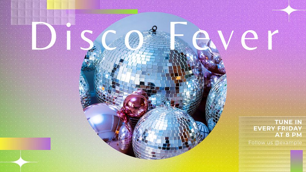 Disco fever  blog banner template, editable text