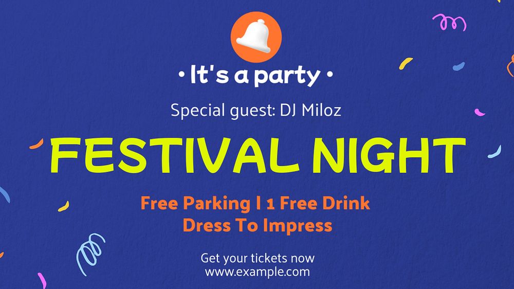 Festival night blog banner template, editable text