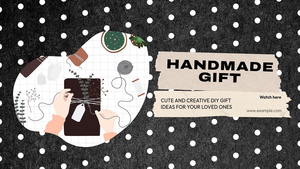 Handmade gift blog banner template, editable text