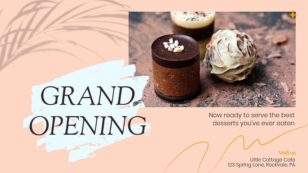 Bakery grand opening  blog banner template, editable text