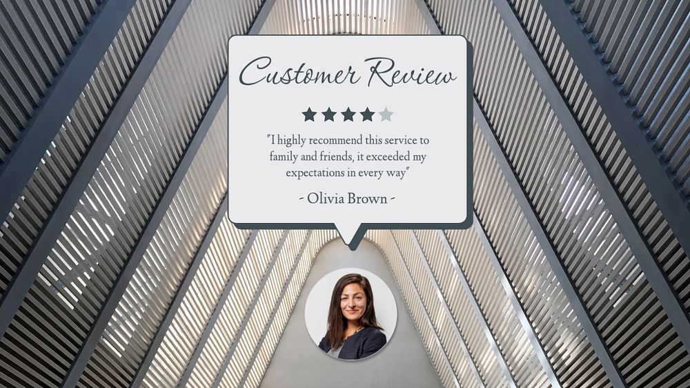 Customer review  blog banner template, editable text