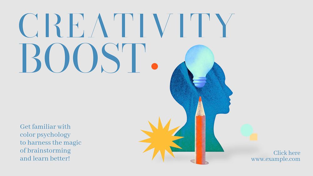 Creativity boost  blog banner template, editable text