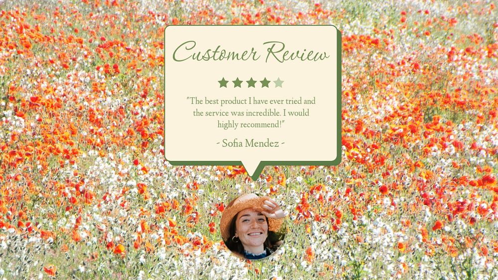 Customer review  blog banner template, editable text