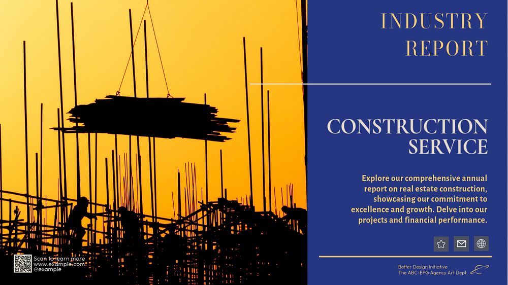 Construction  blog banner template, editable text