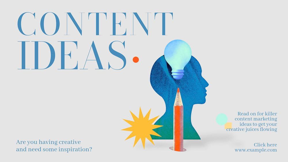 Content ideas  blog banner template, editable text