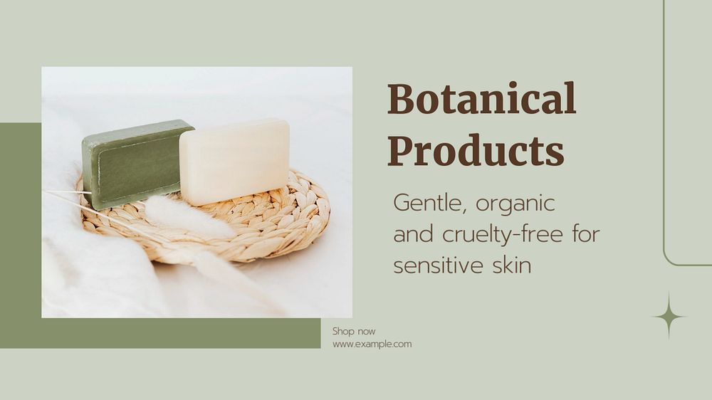 Botanical products blog banner template, editable text