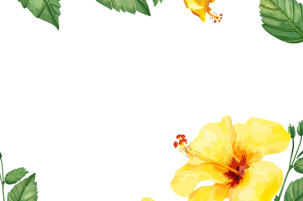 Editable watercolor yellow hibiscus background