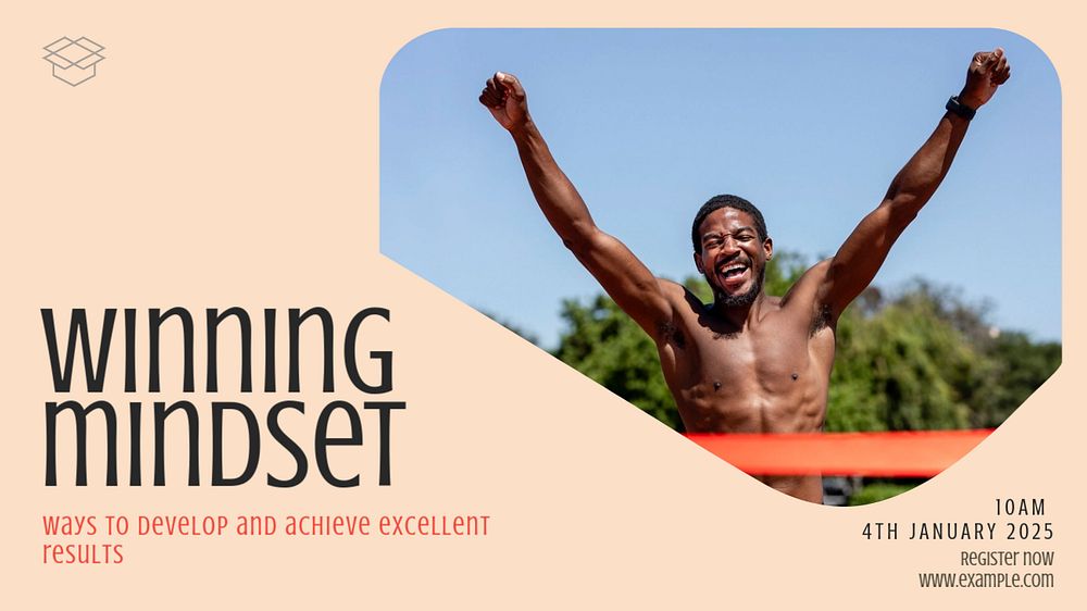 Winning mindset  blog banner template, editable text