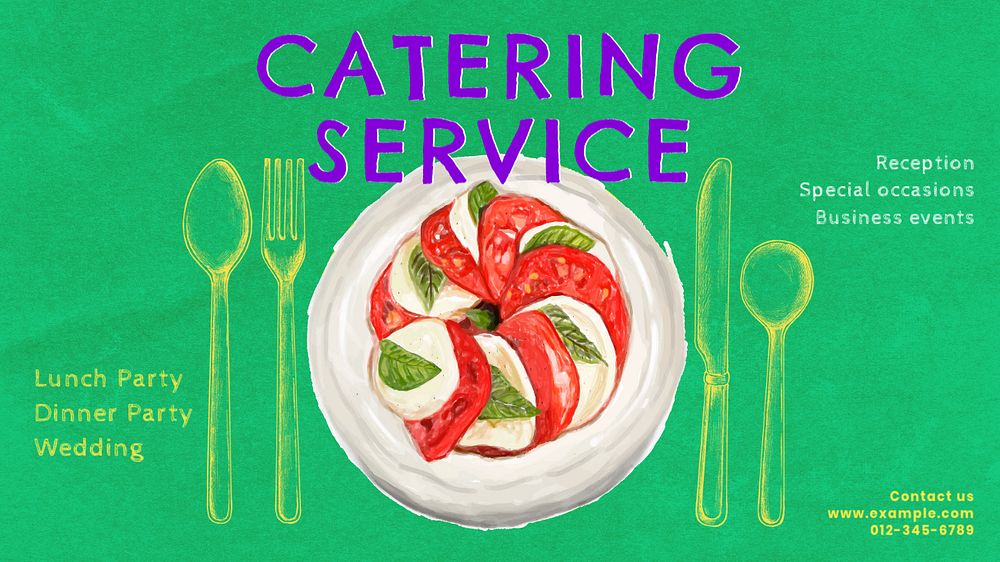 Catering service blog banner template, editable text