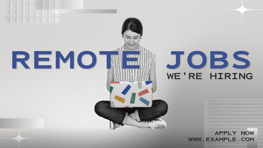 Remote jobs blog banner template, editable text