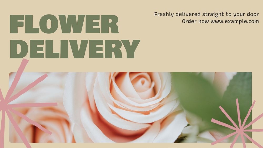 Flower delivery  blog banner template, editable text