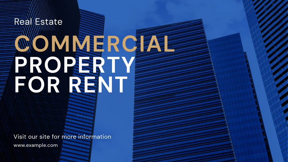 Commercial property rental blog banner template, editable text